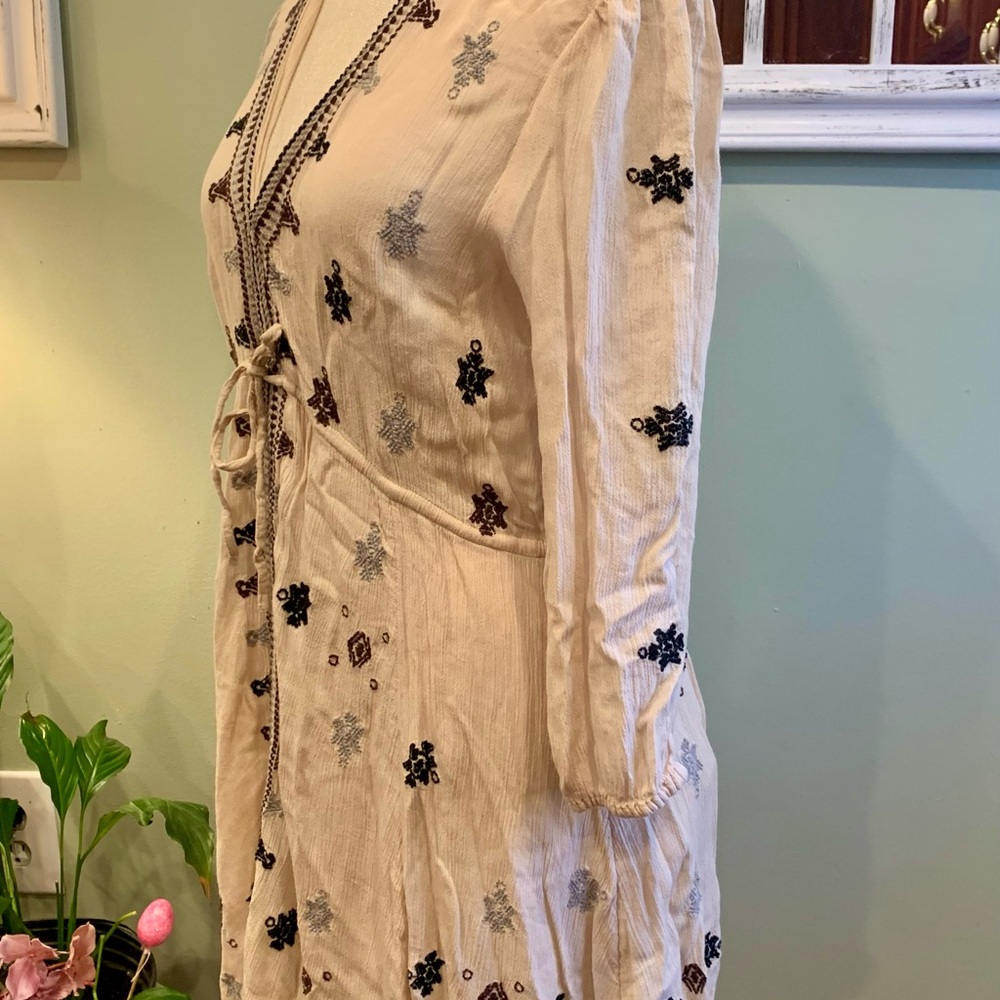 Free People Stargazer Embroidered Peasant Mini Dress. Sz Small. - Picture 5 of 7